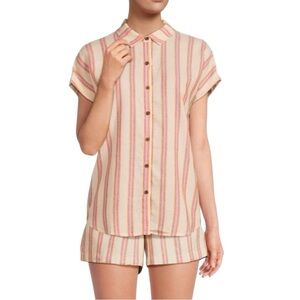 Marine Layer Dana Stripe Linen Blend Shirt Size Small
